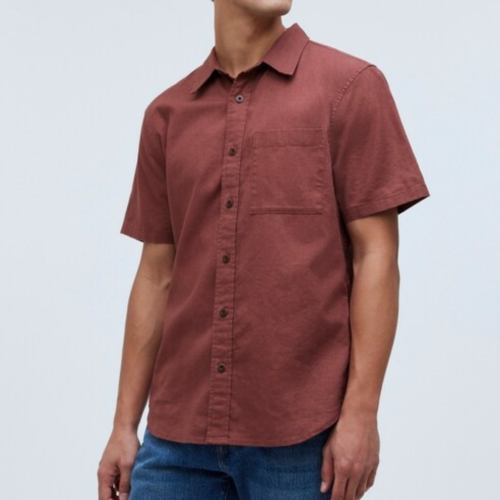 Madewell Perfect Fit Short Sleeve Button Down Shirt Large
